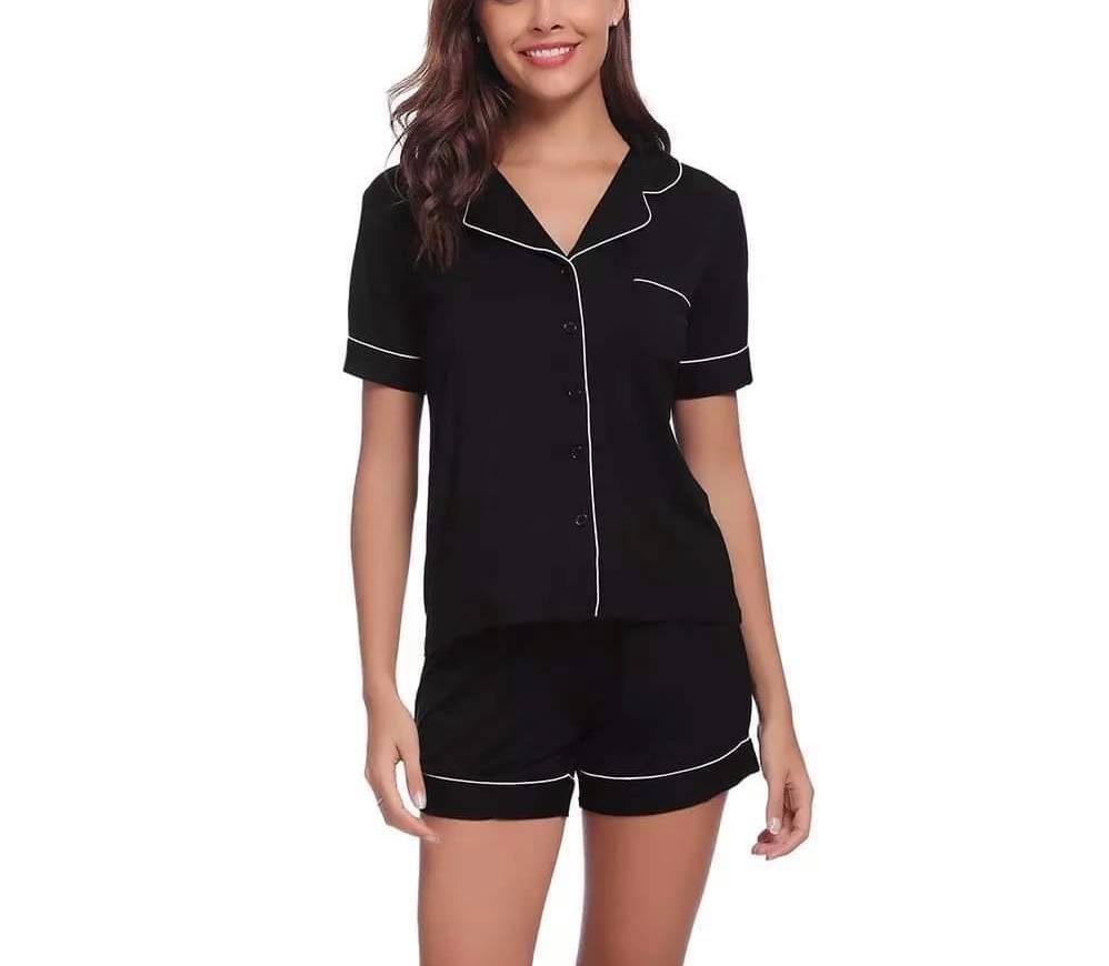 Myrtle Bamboo Pajama Shorts Set - Black