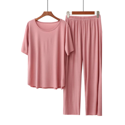 Peony Bamboo Ribbed Culottes Set - Pink