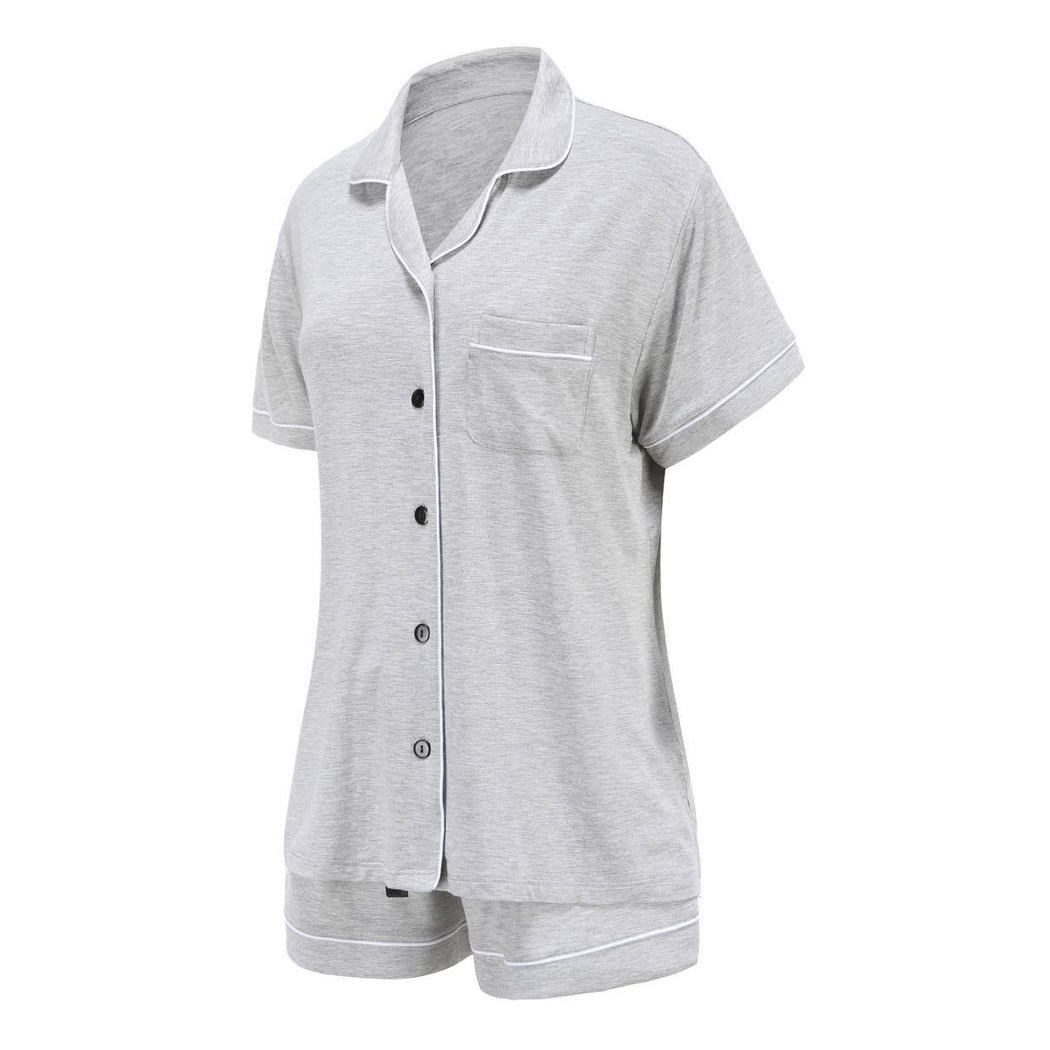 Myrtle Bamboo Pajama Shorts Set - Light Gray