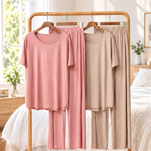 Peony Bamboo Ribbed Culottes Set - Nude