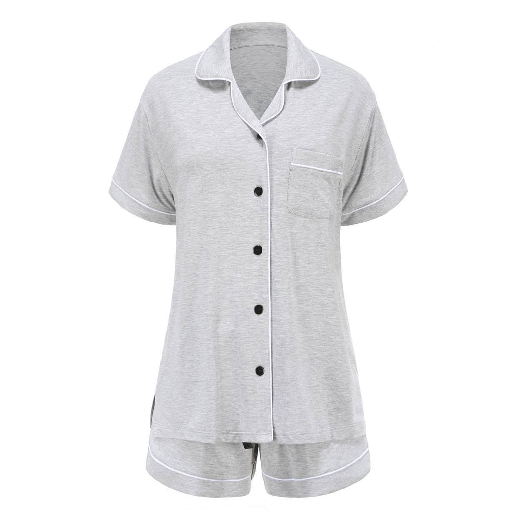 Myrtle Bamboo Pajama Shorts Set - Light Gray